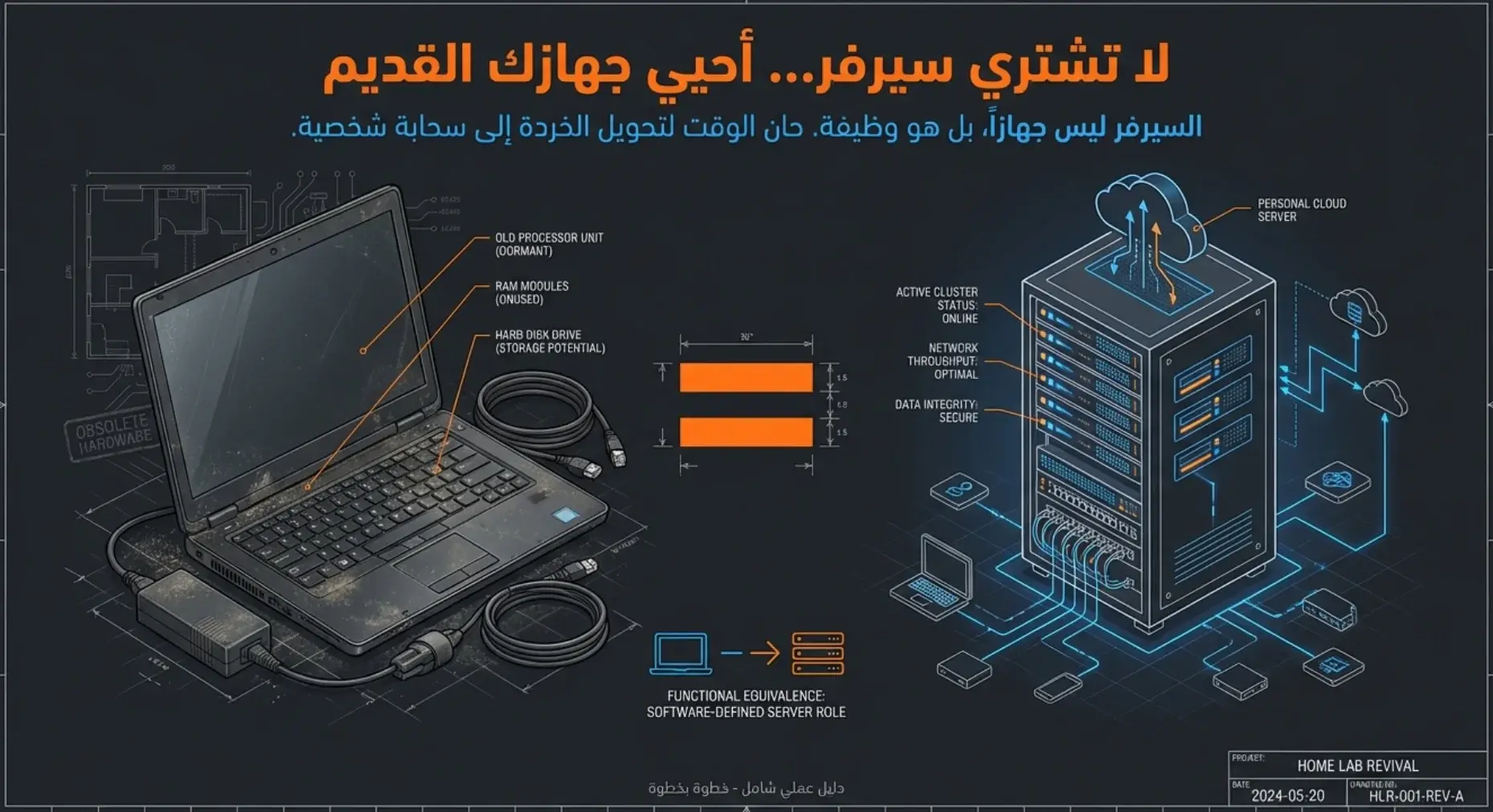 تحويل أجهزة الابتوب القديمة إلى خوادم منزلية (Servers) فعالة بدلاً من الاستغناء عنها.